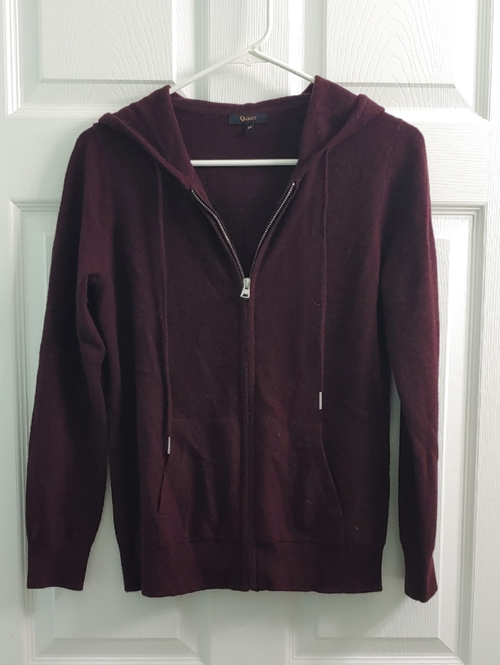 Quince Cashmere Jacket Women's Burgundy Full Zip Hoodie Size XS